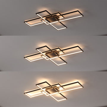 Palco 39" Contemporary Minimalist Metal Adjustable Dimmable Geometric Integrated LED Flush Mount - JONATHAN Y